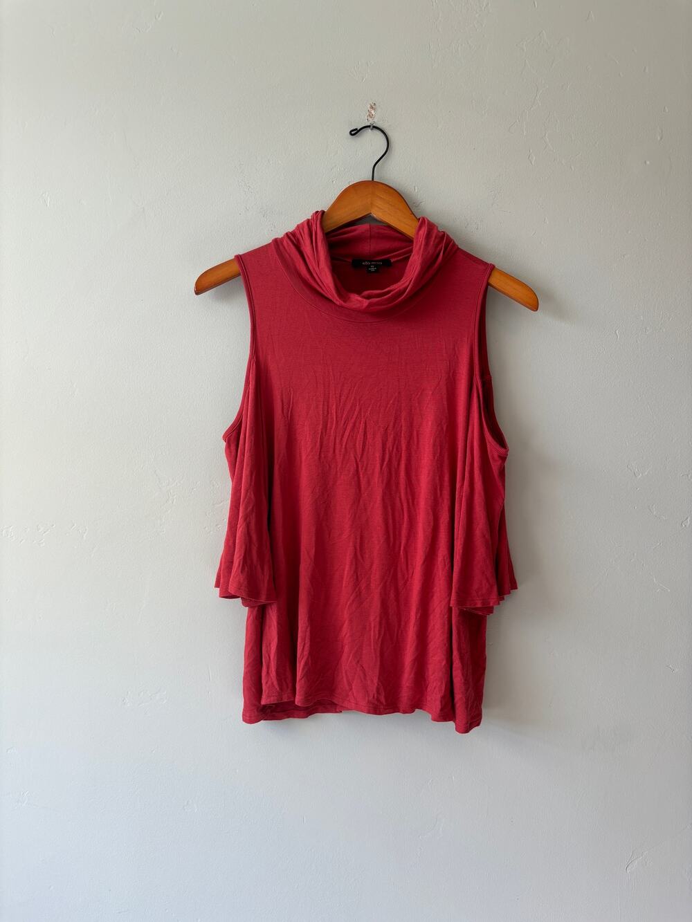 Ella Moss Red Cold Shoulder Turtleneck Blouse
